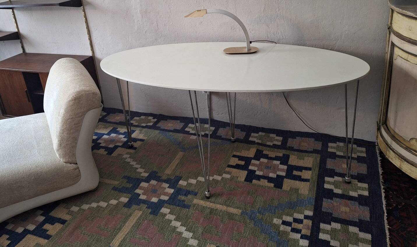 Vintage ellipse shaped dining table, Denmark 1970s