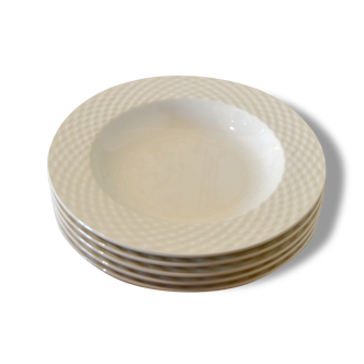 Suite of five soup plates, pagnossin ironstone, italy, vintage