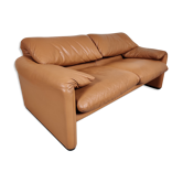 2-seater sofa Maralunga de Cassina, leather 80s/90s