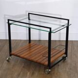 Modernist sideboard in metal, wood, and glass 1960