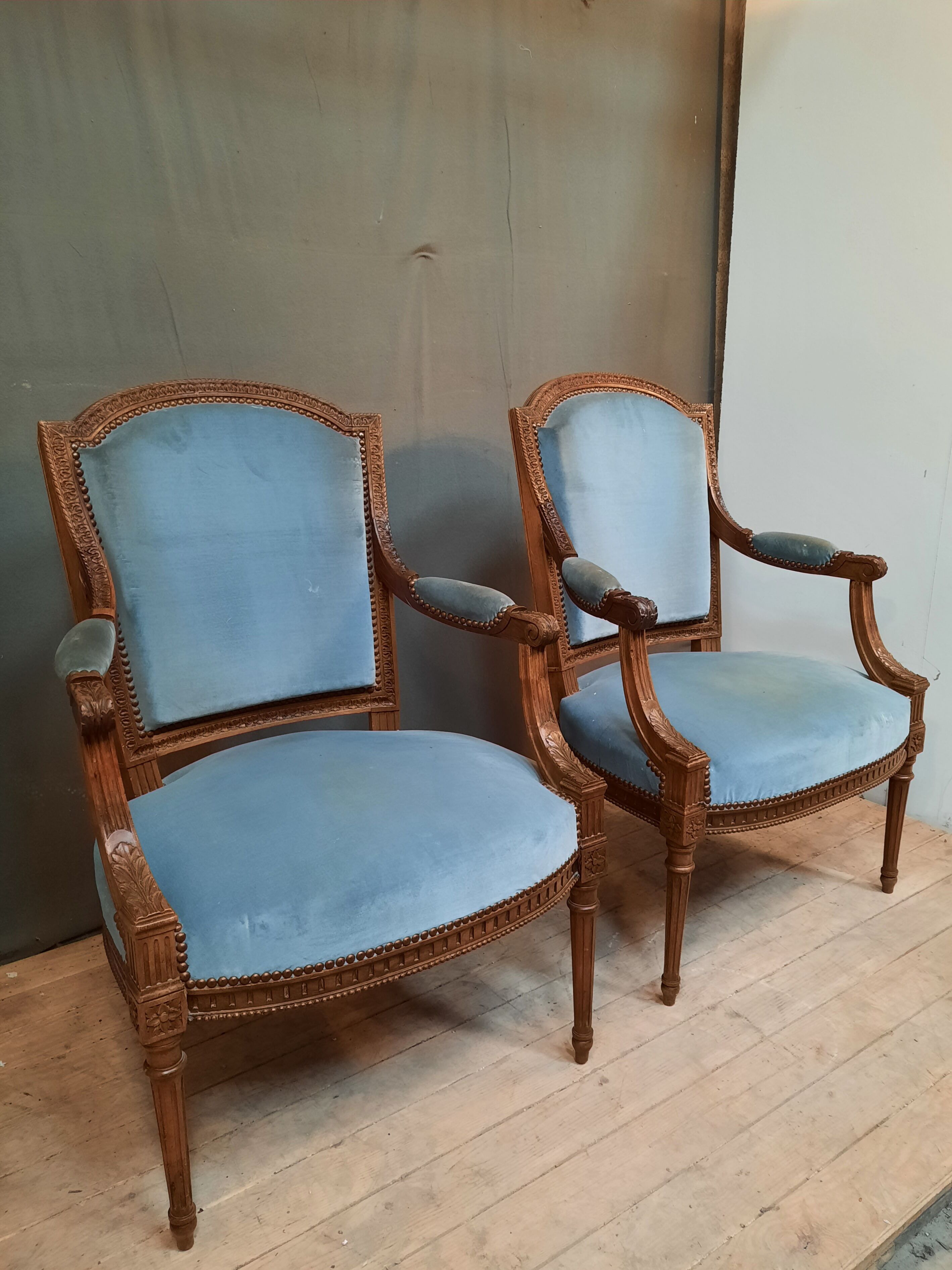 Pair of Louis XVI style armchairs