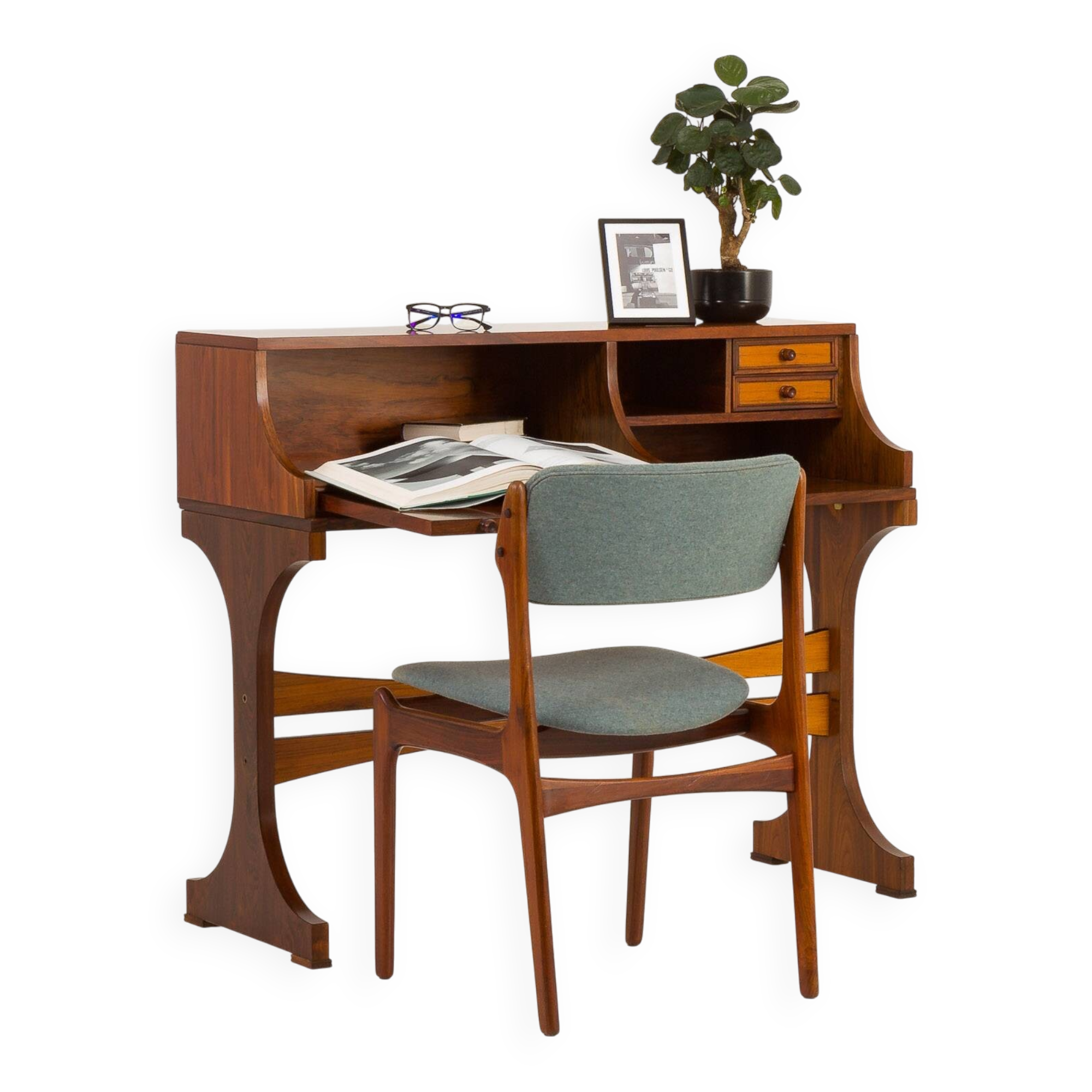 Bureau ou console en palissandre italien du milieu du siècle