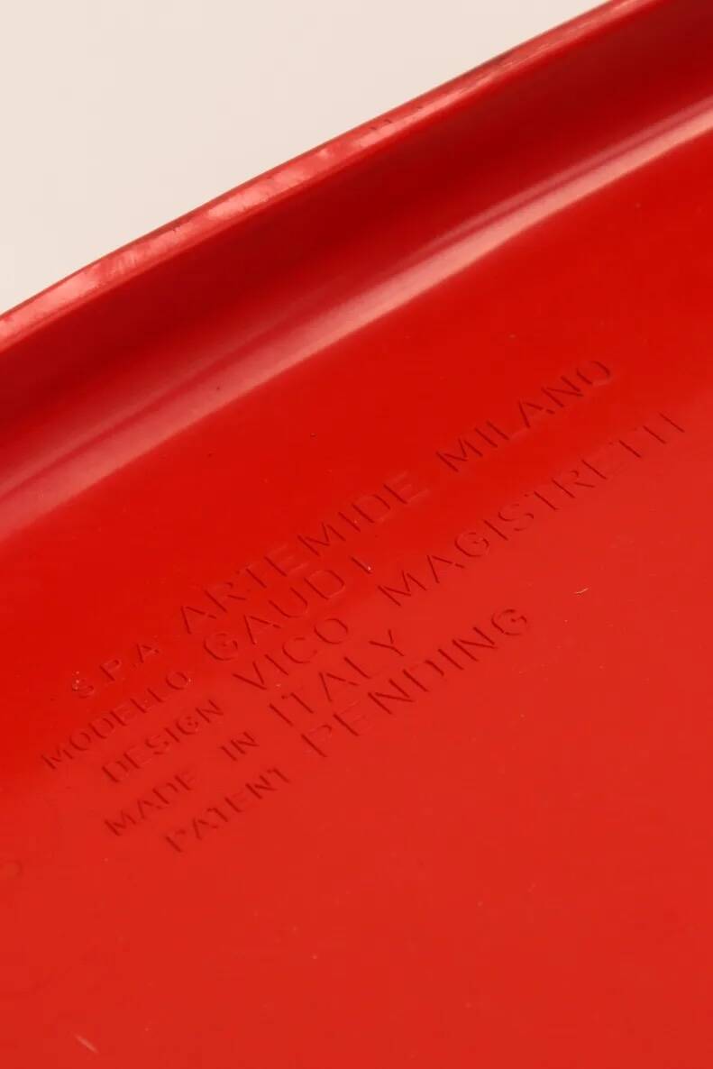 Set of 4 red "Gaudi" armchairs by Vico Magistretti for Artemide