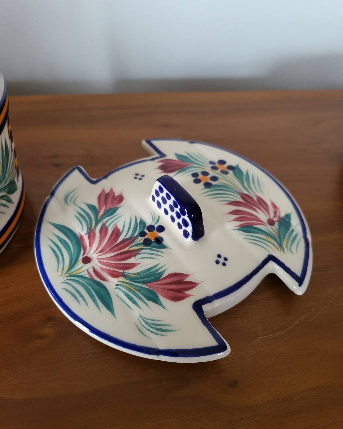 Quimper Earthenware Butter Dish HB Henriot