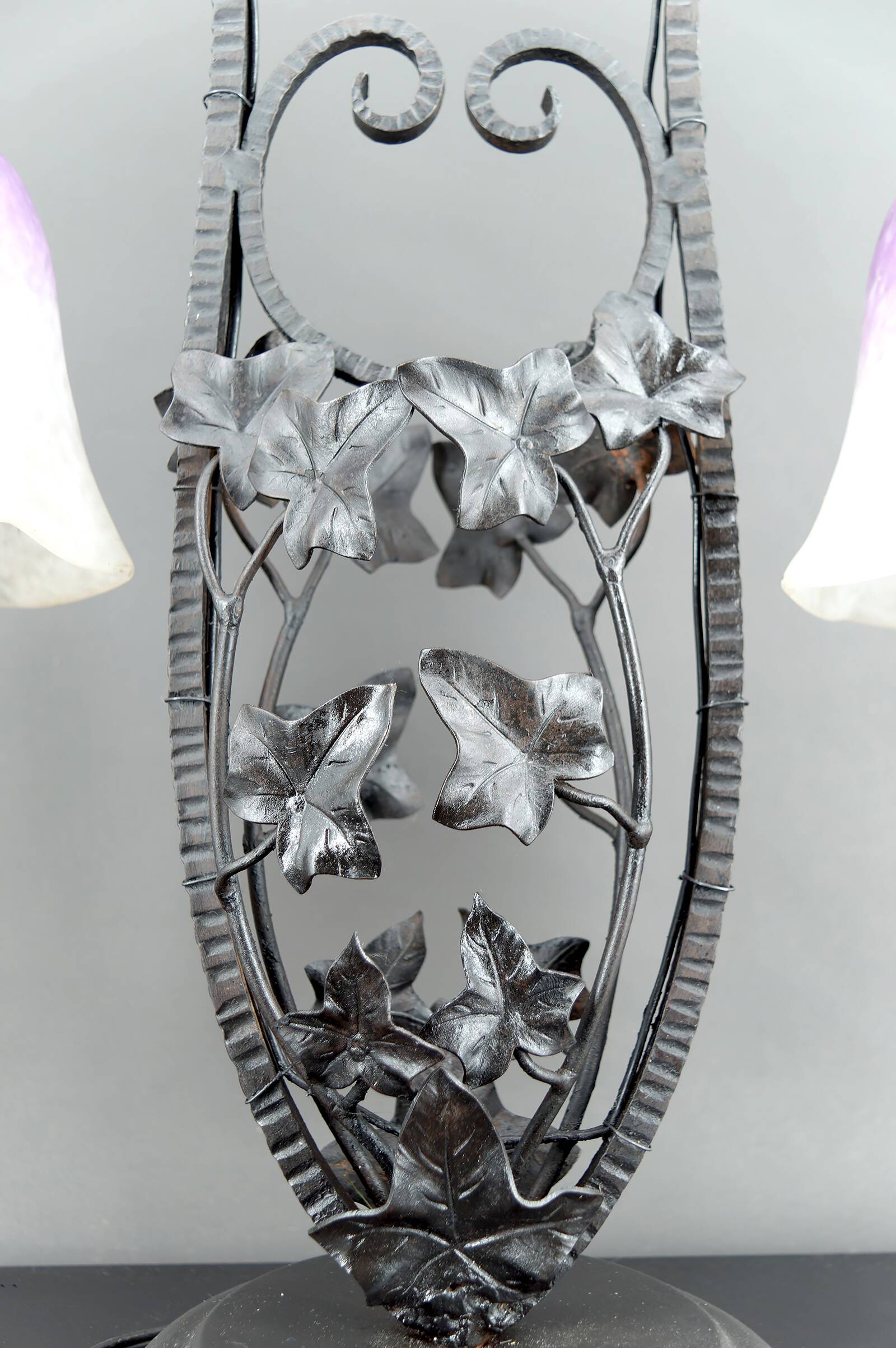 Important Wrought Iron Double-Headed Lamp by Schneider, Art Deco, c. 1920