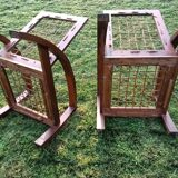 A pair of vintage rope and wood armchairs