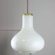 Big mid-century italian brass and opaline glass pendant lamp