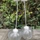 Double Mathias pendant lights ref SU004 in transparent glass in relief corolla shape