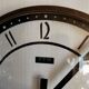 Vintage formica clock octagonal silent wall pendulum "FFR black white ash"
