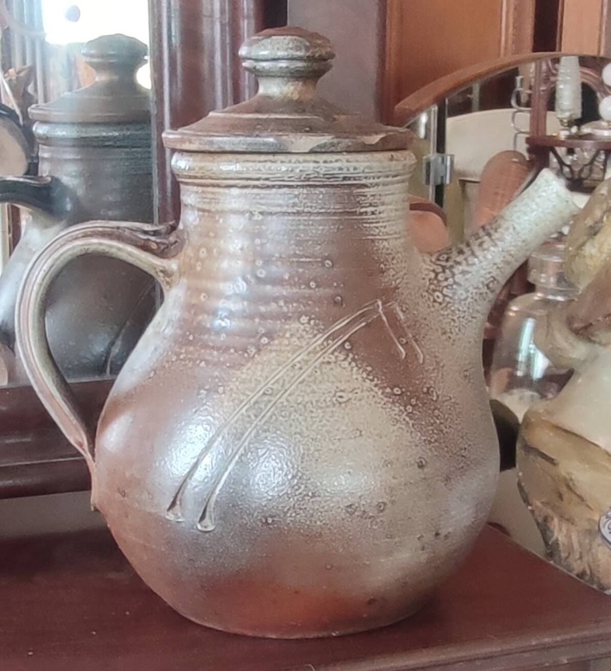 Old coffee maker teapot Pottery Ceramic stoneware Gustave Tiffoche