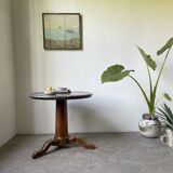 Empire walnut and marble pedestal table, late 19th century