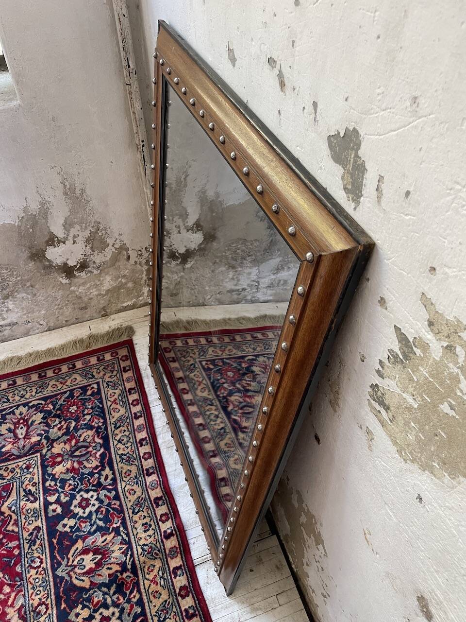 1900 wooden mirror with nails