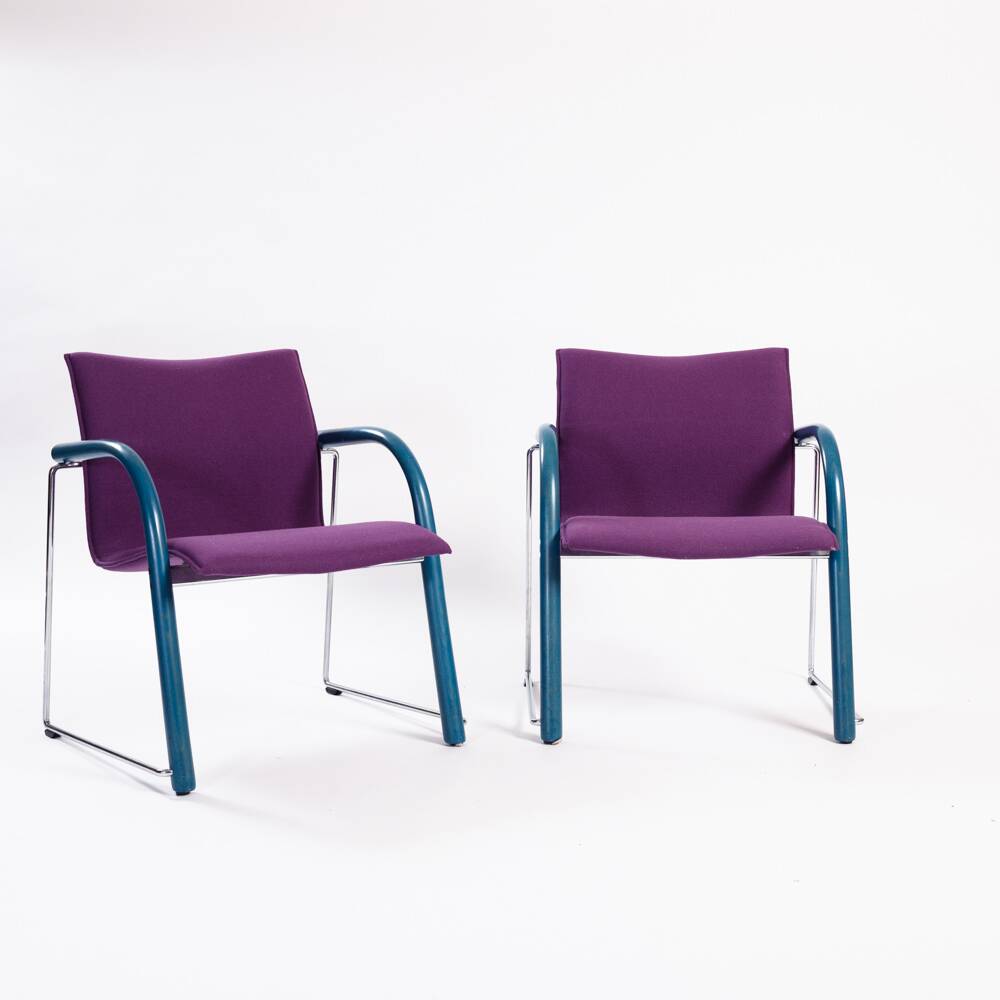 Fauteuil lounge Thonet Wulf Schneider s320 en laine violette, années 1980