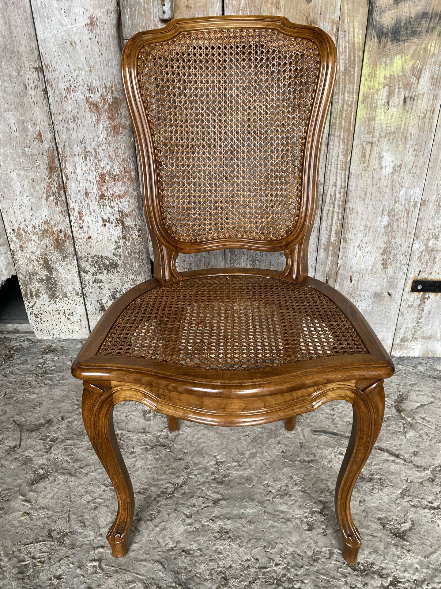 Antique chair louis xv style cherry wood + vintage caned seat