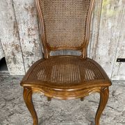 Chaise ancienne style louis xv merisier + assise cannée vintage