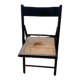 Set of 4 folding chairs in canning and black wood 60s