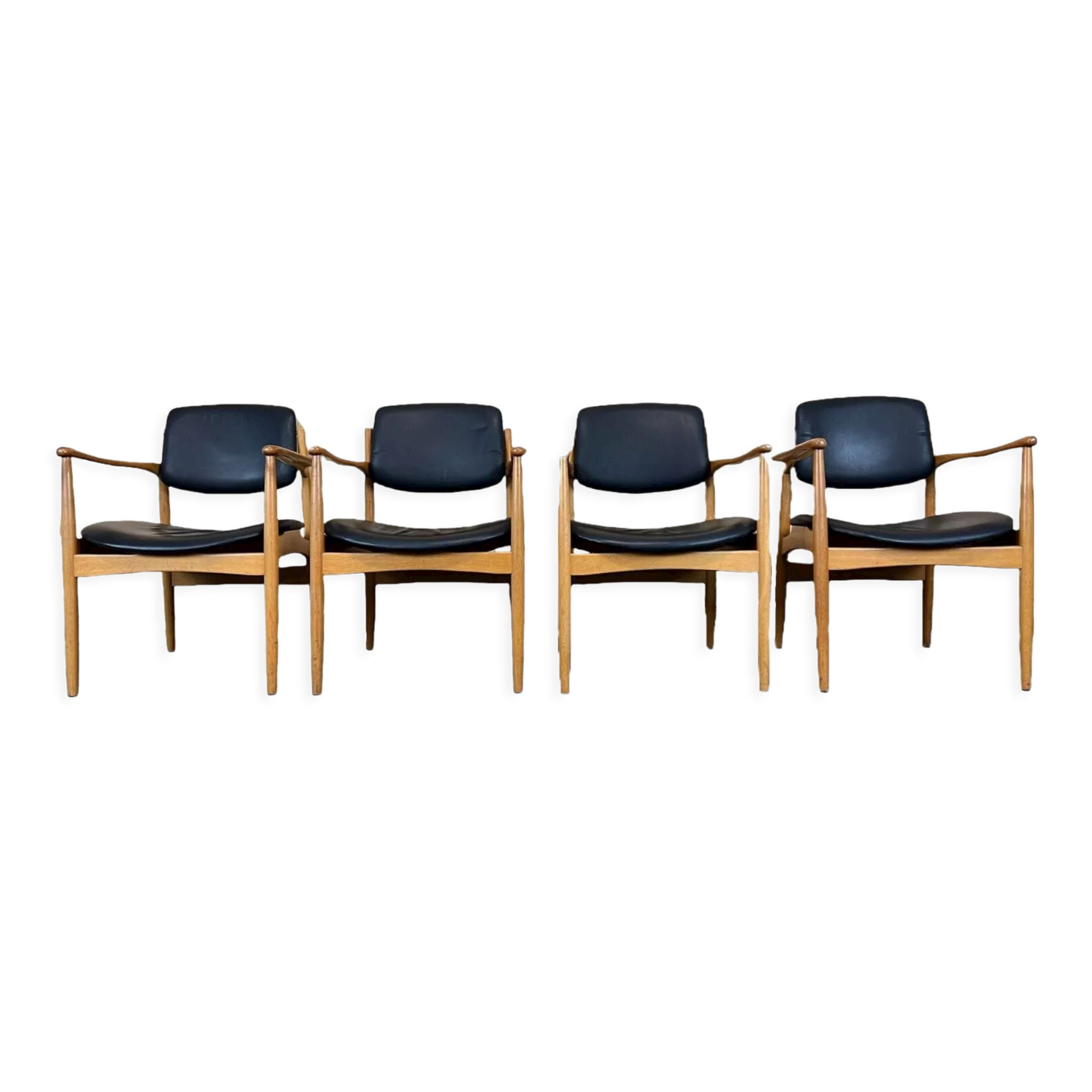 4 60s 70s chaise de salle à manger design danois chêne Danemark
