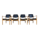 4 Danish design dining chairs from the 60s and 70s, oak, Denmark.