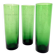 Trio de grands verres long drink en verre bullé vert
