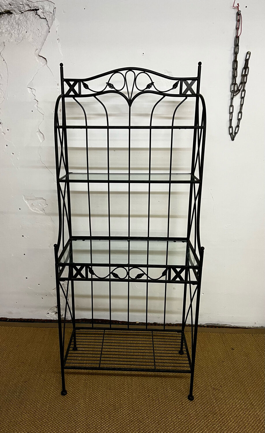 Antique wrought iron shelf