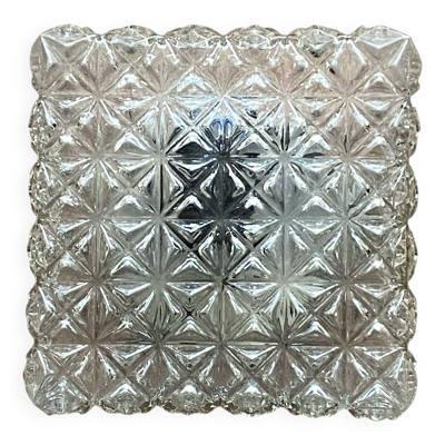 Applique murale, plafonnier carré en verre transparent vintage