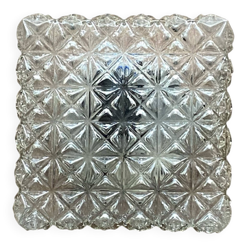 Applique murale, plafonnier carré en verre transparent vintage