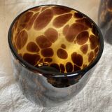 Set of 6 vintage tortoiseshell tinted glass tumbler glasses 1980