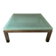 Designer garden coffee table in tempered glass and stainless steel