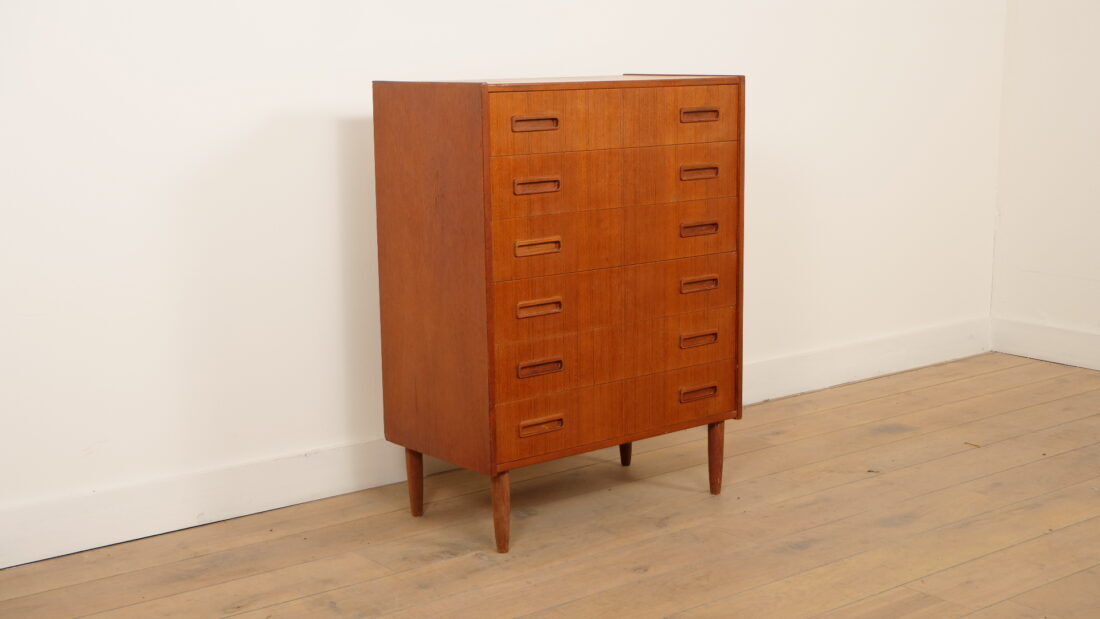 Commode danoise en teck, 6 tiroirs