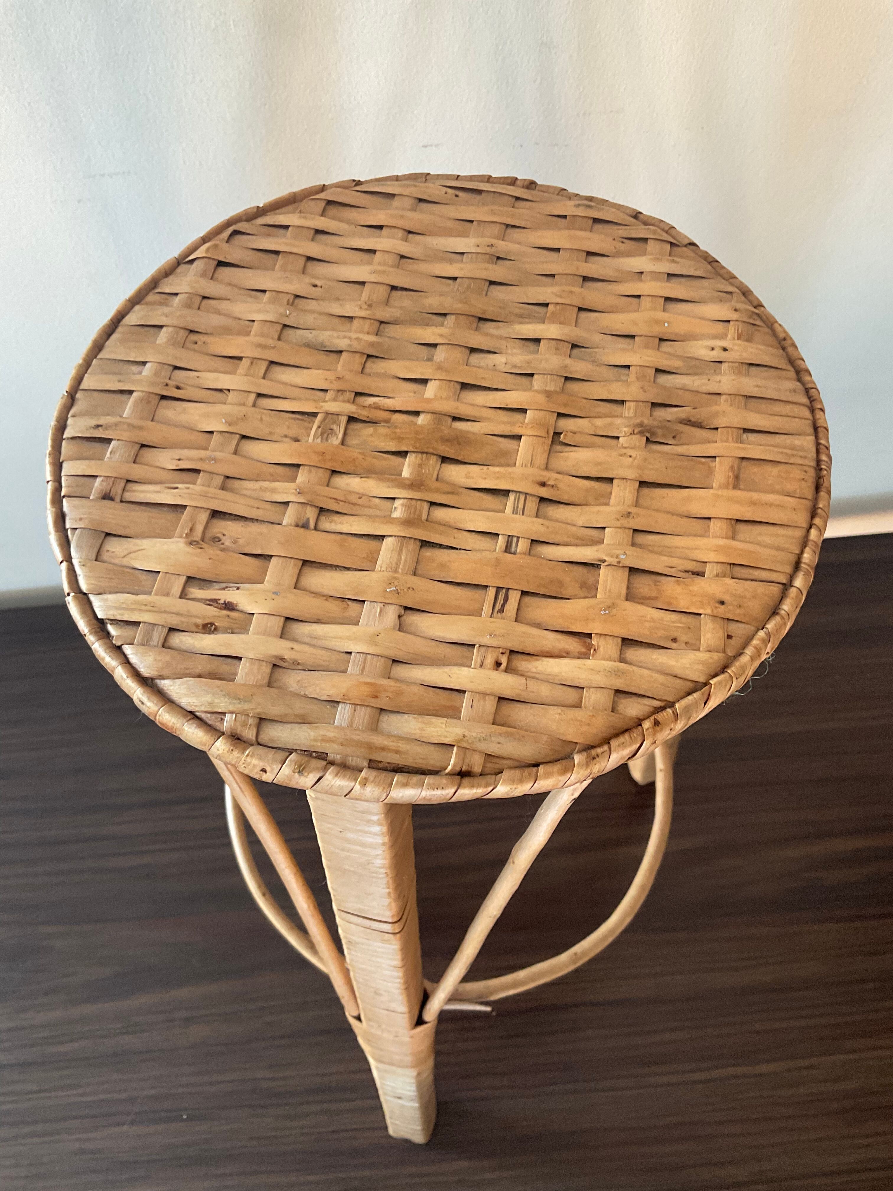 Vintage rattan and wicker plant holder