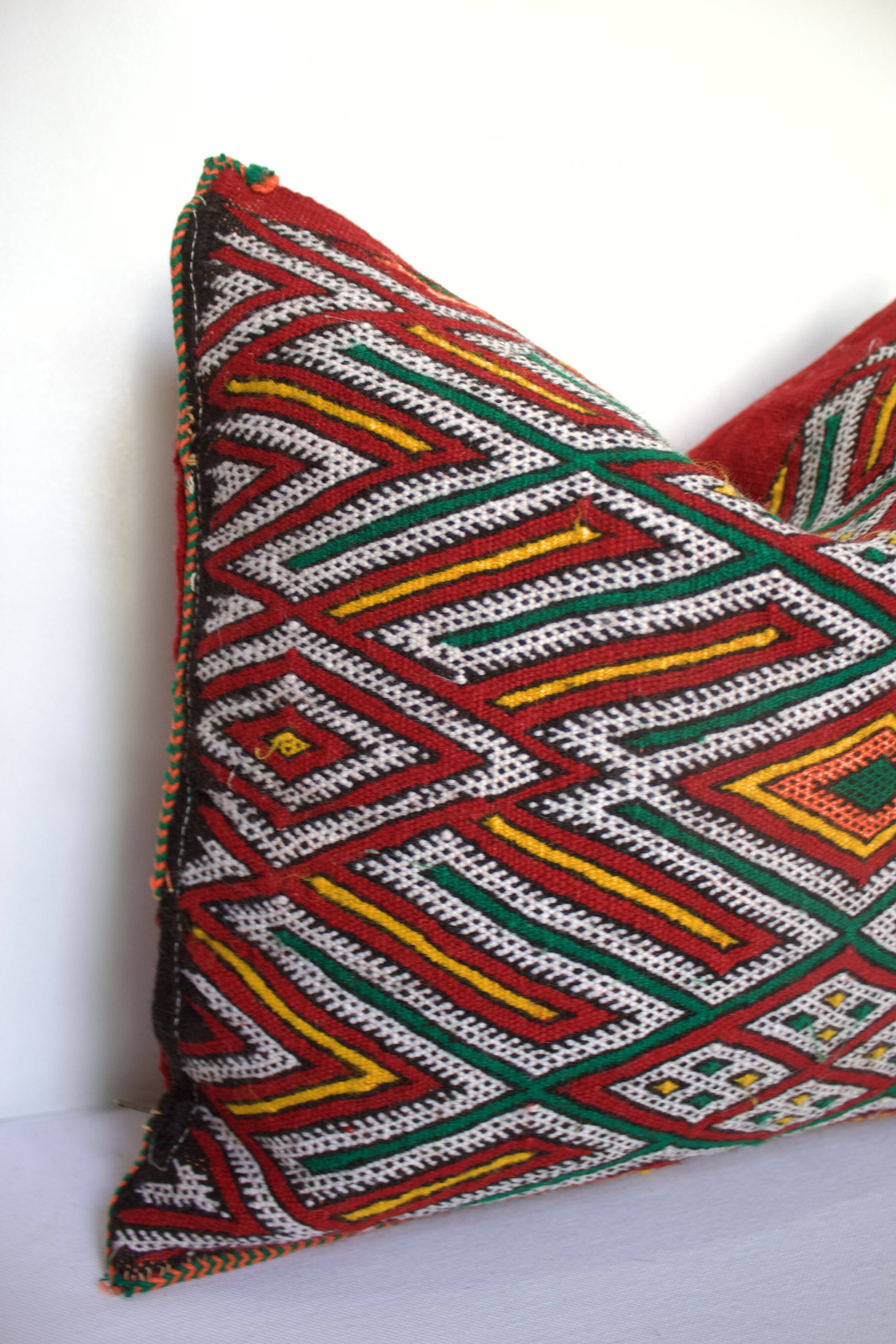 Berber Cushion, Vintage Moroccan Rug Cushion Cover, Berber Wool Cushion Covers