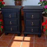 Tables de chevet Mid-Century Modern restaurées – Noir et bronze