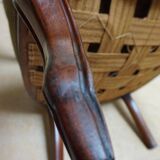 Mahogany Napoleon III Armchair with Carved Grapes  Decoration on Top, 1870s