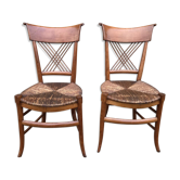 Paire de chaises rustique paillées