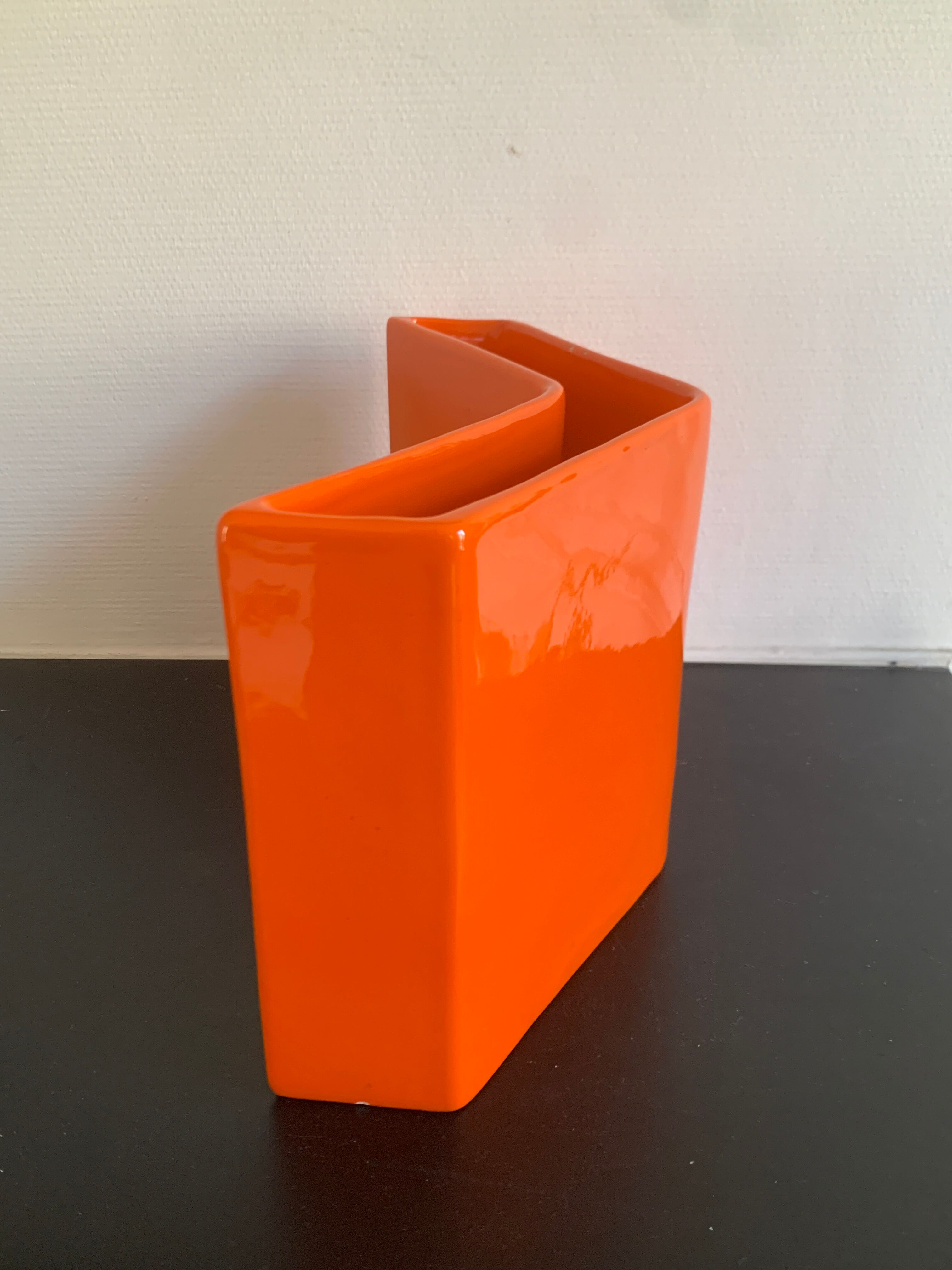 Enamelled ceramic vase design by Gabbianelli, Italy 1970's