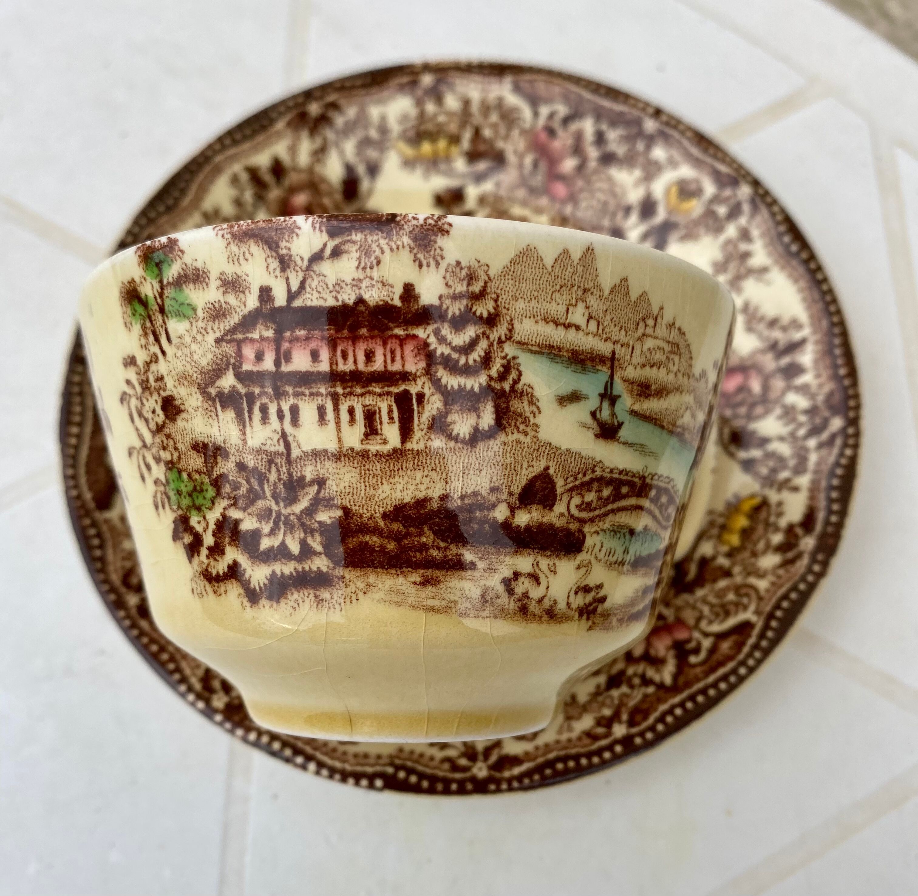 Tonquin Staffordshire cup and saucer