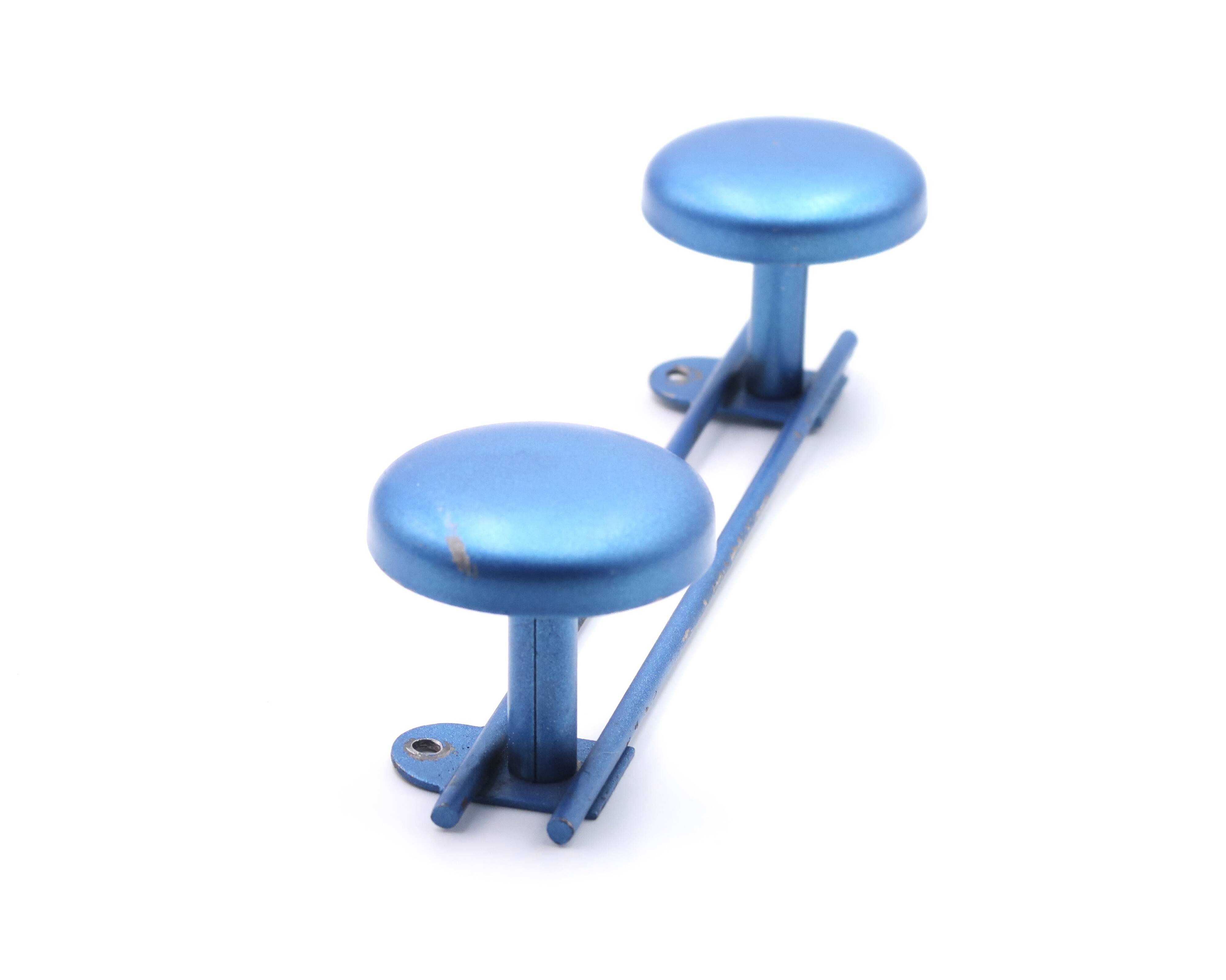Electric blue metal coat rack, 1950s