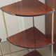 Pair of vintage corner shelves in wood and gold metal, 1960s