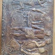 Boîte à cigares et cigarettes vintage en cuir repoussé – Thème Mythologique