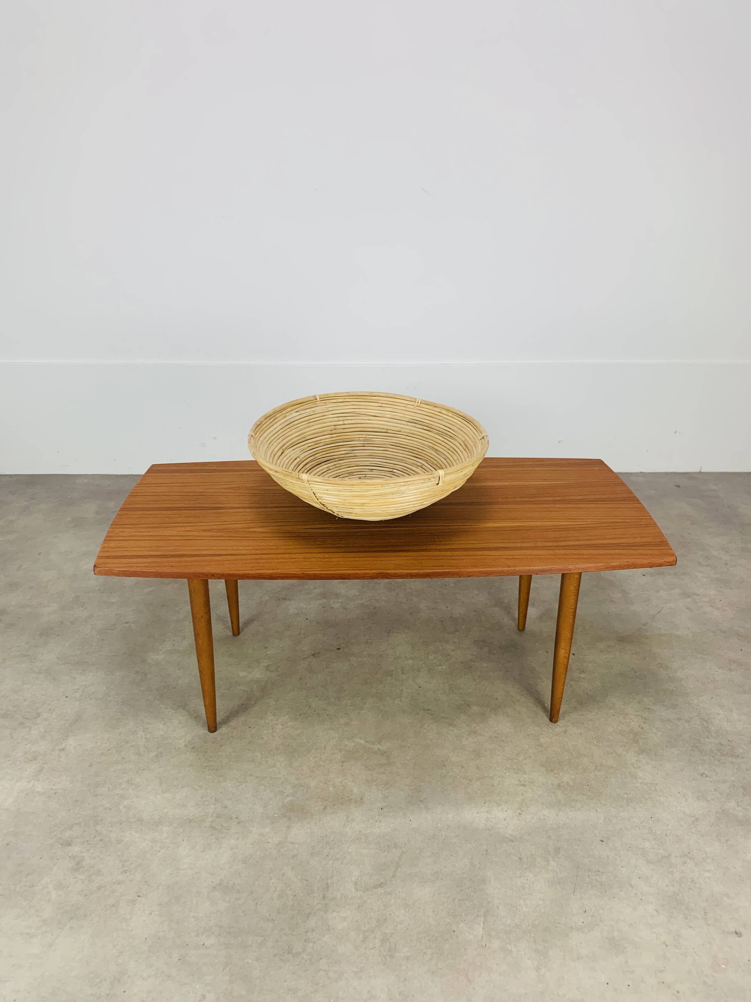Large wicker bowl 48 cm, vintage, 60s, rattan