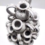 Vintage Tulip Vase with 25 White Glazed Ceramic Amphoras, Italy