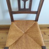 Armchair, low carved chair from the 19th century - decorated with wheat ears.