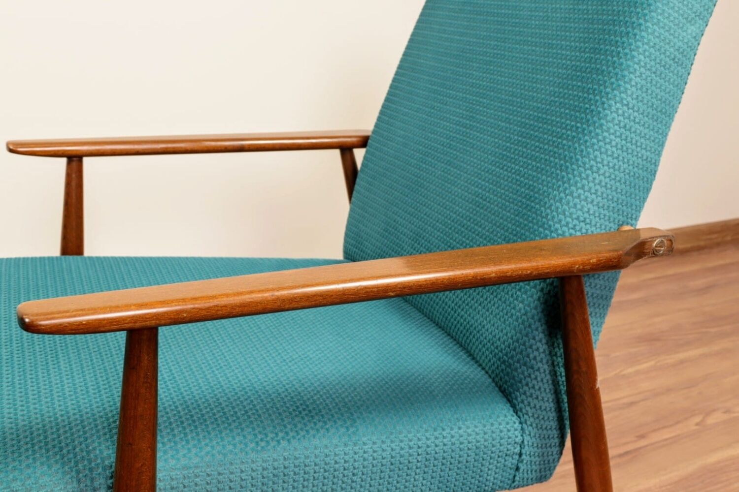 Scandinavian Lounge Chair Mid Century Design Turquoise Vintage Fabric
