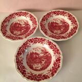 3 earthenware soup plates stamped Sarreguemines, Bristol model