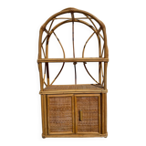 Vintage wall shelf in rattan and caning — 70s bohemian spirit