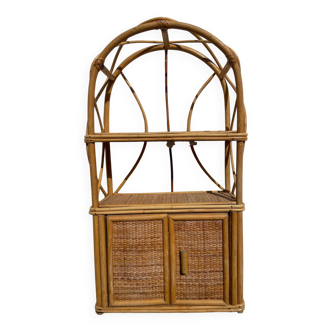 Vintage wall shelf in rattan and caning — 70s bohemian spirit