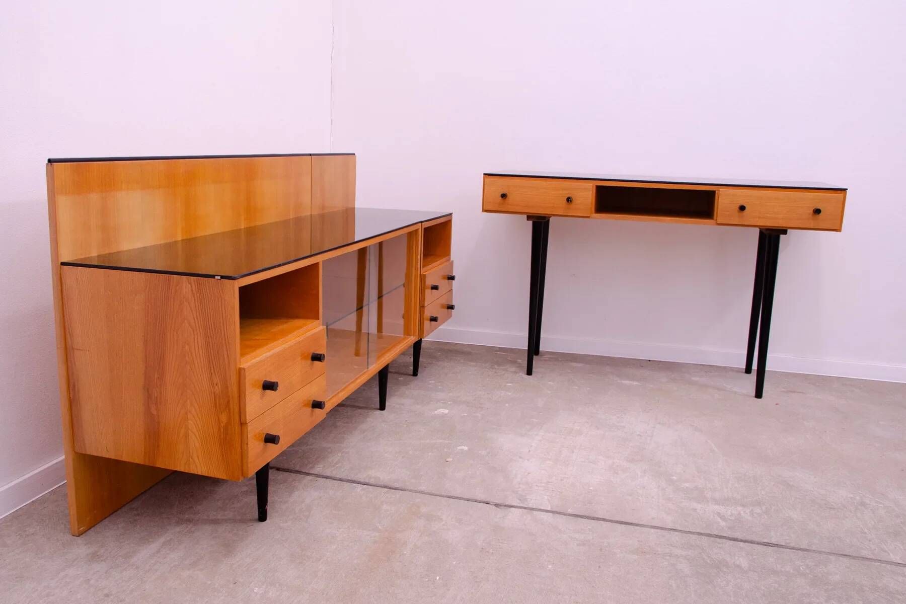 Mid-century glazed cabinet bookcase by Mojmír Požár