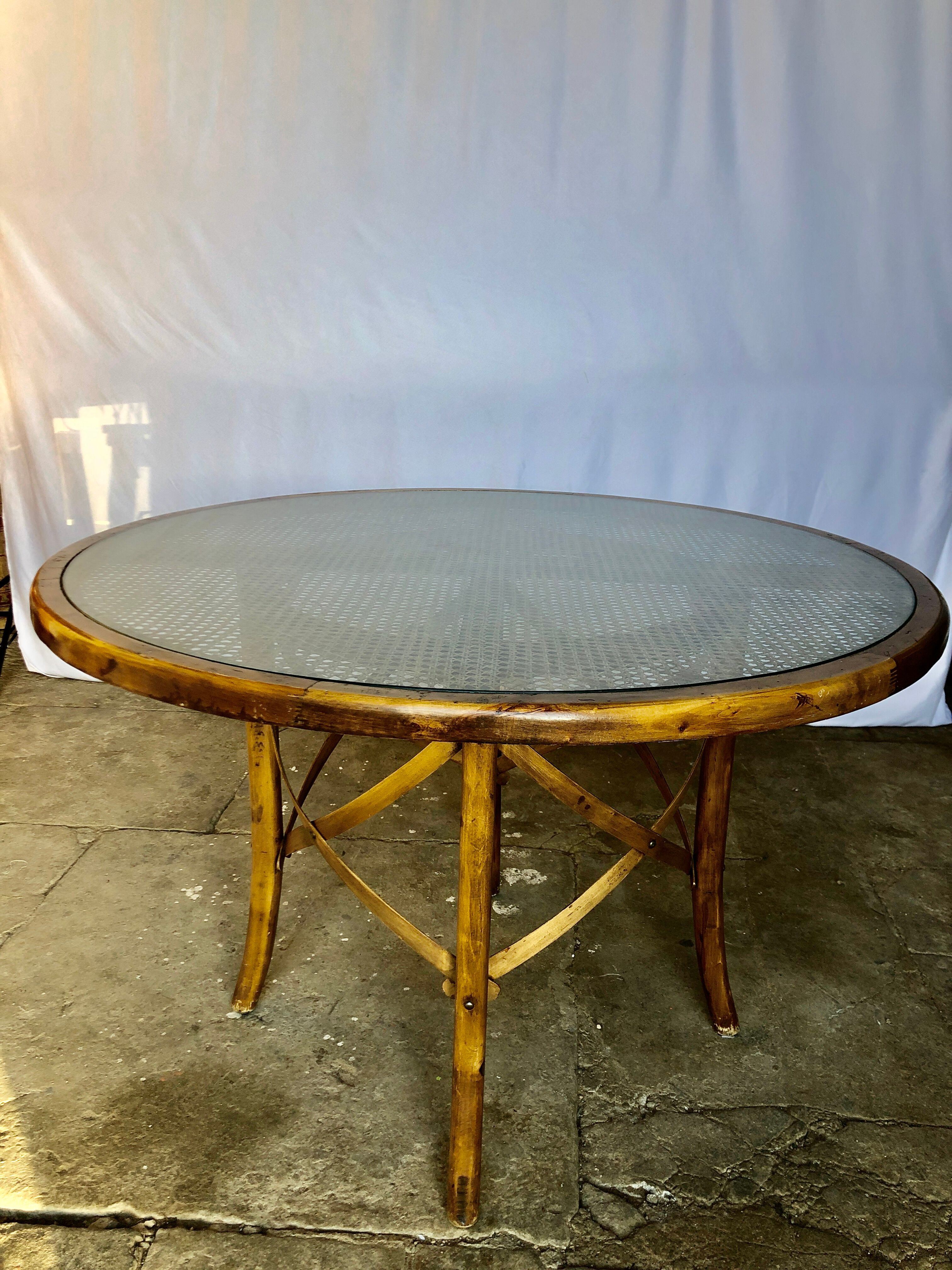 Dining table 1960 cannage and glass