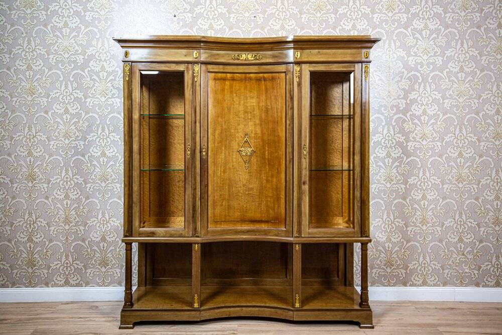 Vintage Bookcase with Brass, 1930s