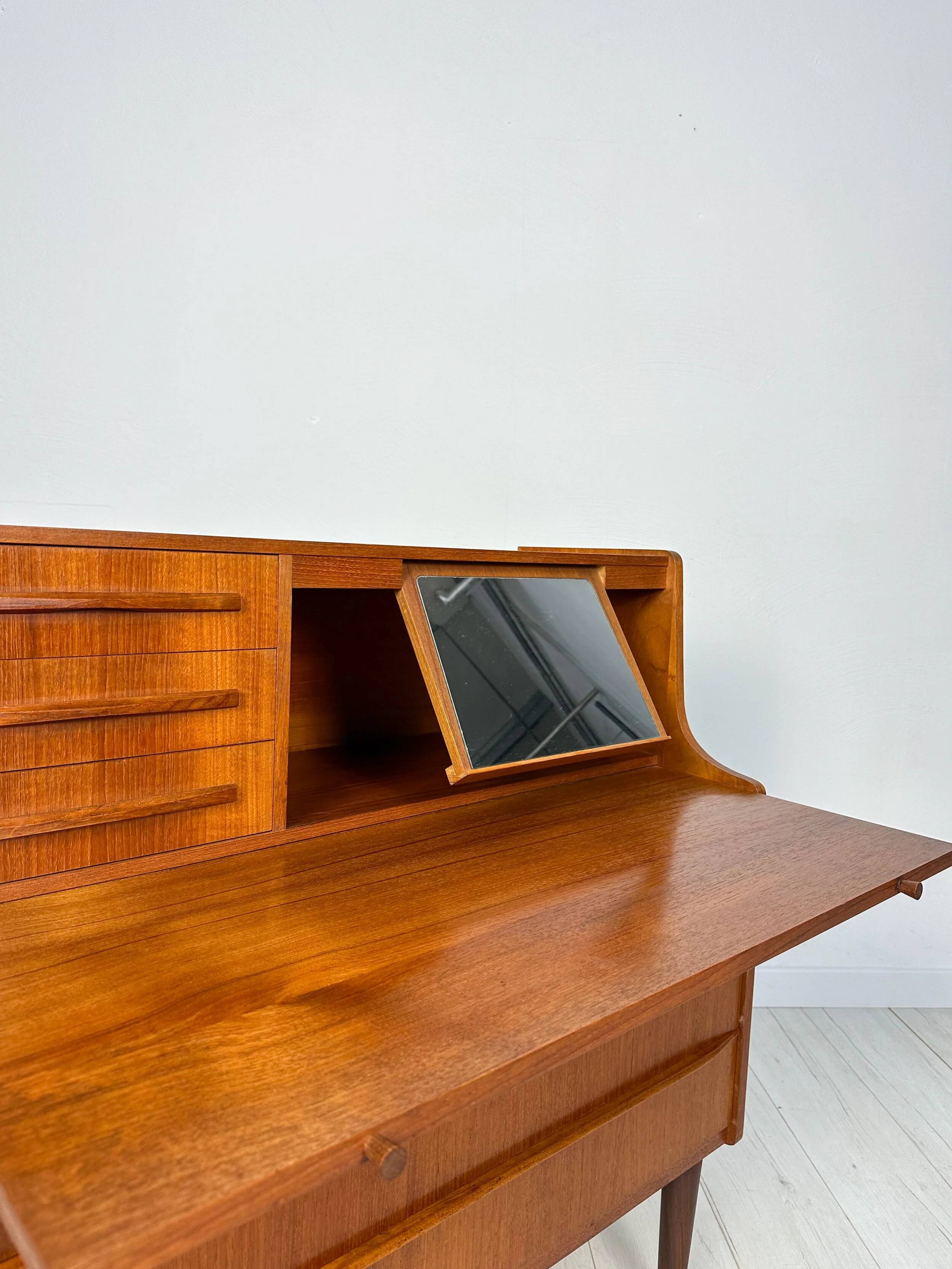 1960s Vintage Mid-Century Danish Teak Design Secretary